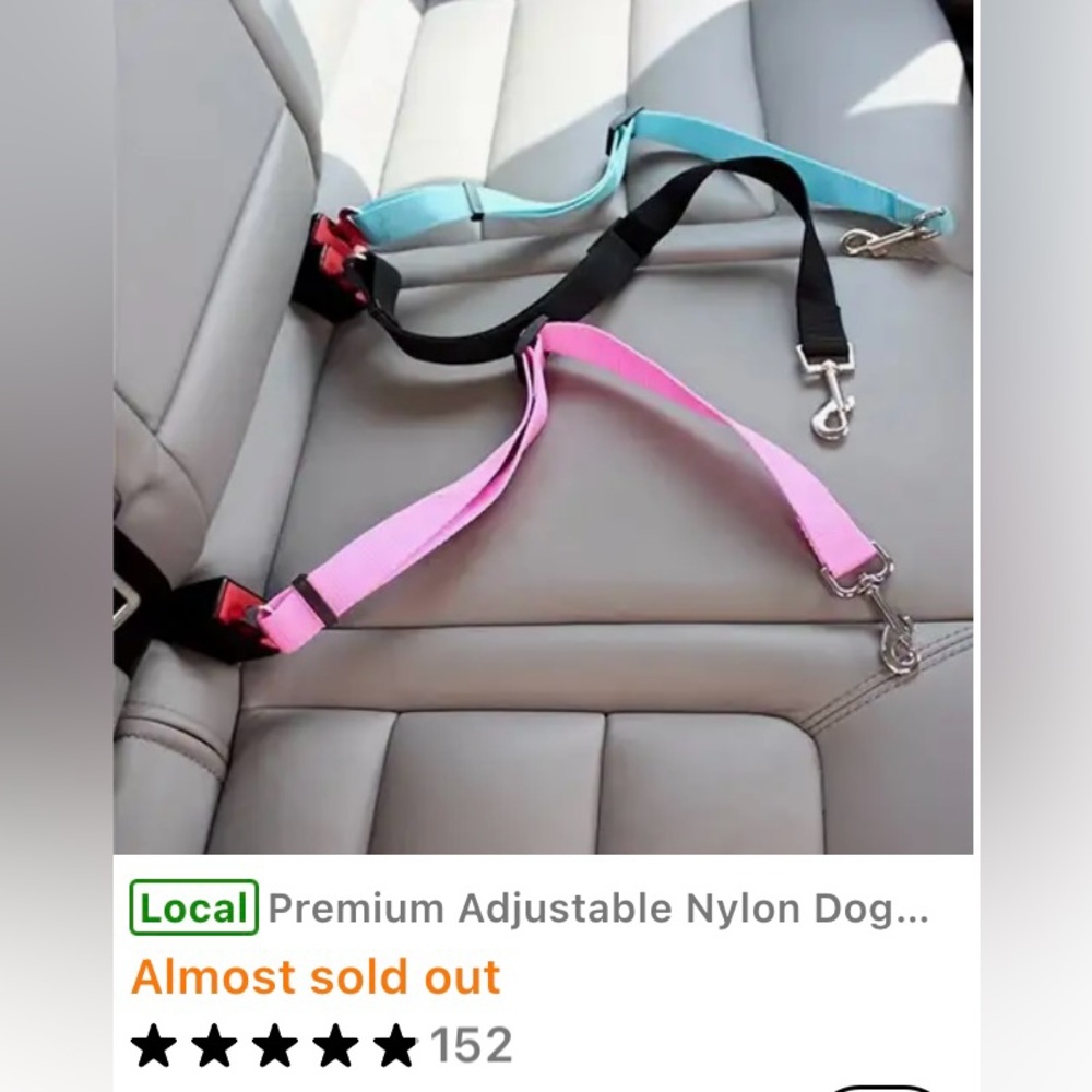 NWT untitled dog car seat belt BOGO one purple the other blue.